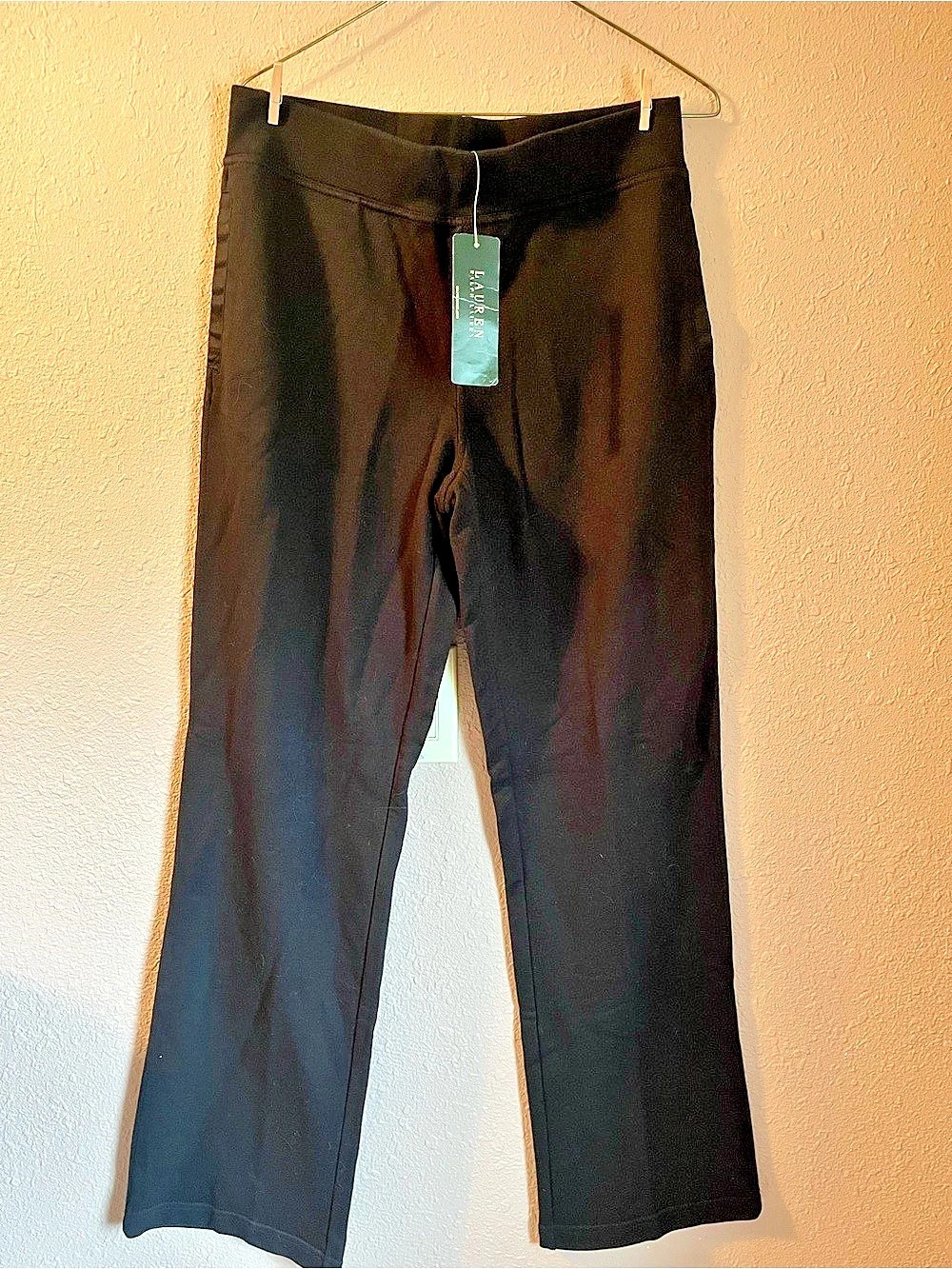 Lauren Ralph Lauren Straight Leg Cotton Pants in Black Size Small NWT